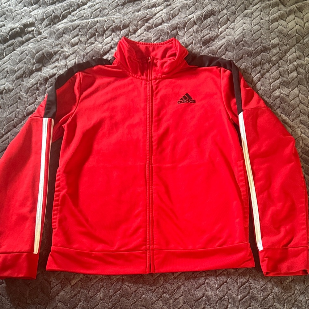 Adidas Kids Red and Black Track Jacket size Medium